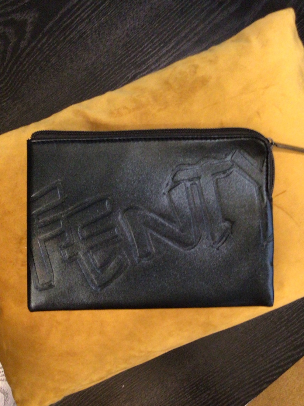 Fenty Beauty Black Embossed Logo Cosmetic Pouch
